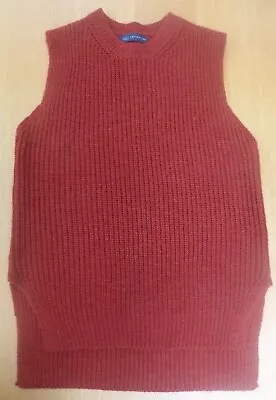 M&S Collection Ribbed Crew Neck Knitted Vest In Rust/Burnt Sienna Size 12 • £9.99