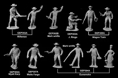 MARX TV Western Character Figures 54mm Pliabler GRAY Resin Toy Soldiers Playsets • $19.95