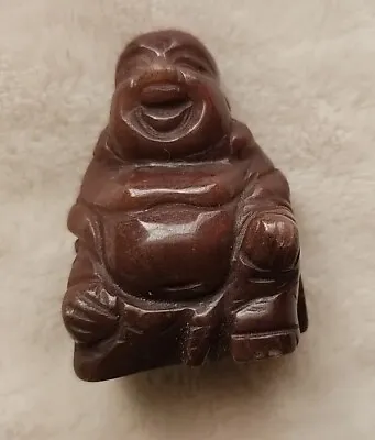 Miniature Buddha Figurine Red Resin/ Stone 2.25  Tall Laughing Big Belly • £15.97