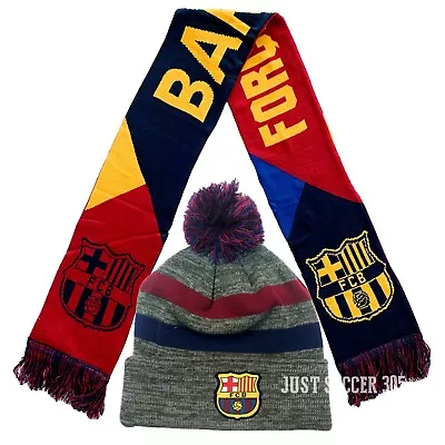 Fc Barcelona Scarf Beanie Hat Soccer Authentic Official New Season 2021 Set 2 • $29.99