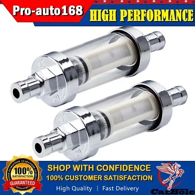 2pack Universal Chrome & Glass Fuel Filter 3/8  In/out For Chevy Ford Hot Rod Us • $13.99