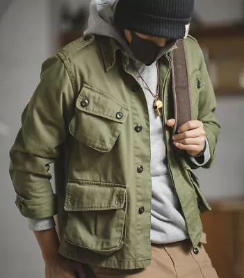 Jungle Jacket Military Paratrooper Cargo Coat Men's Multi Pocket Casual Tops • $30.79