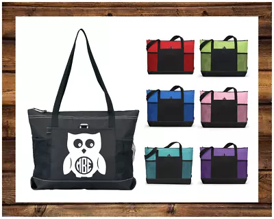 Owl Monogrammed Custom Made Zippered Tote Travel Sports Diaper Gym Bag Purse • $20.98