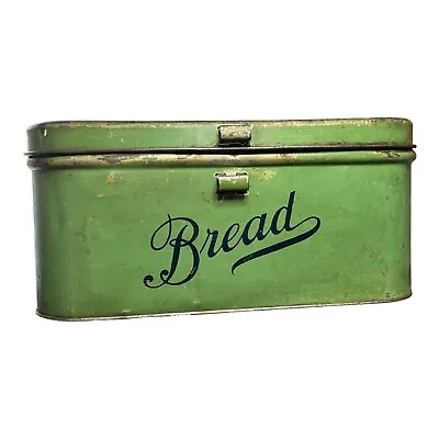 $65.99 • Buy Vintage Empeco Green Metal Tin Vented Bread Box Hinged Lid Farmhouse USA 1940s