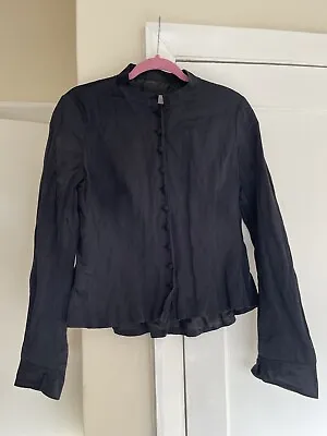 Kew Womens Black Shirt Blouse Button Front Nehru Collar Size 12 • £25.99