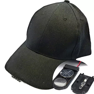 Led Baseball Cap Adjustable Convenient 5 Led Lights Hat With Battery • $10.91