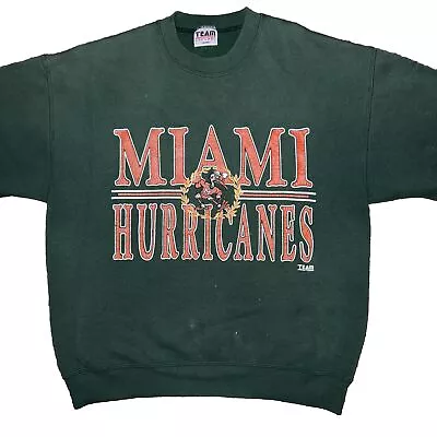 Vintage University Of Miami Hurricanes Team Edition Apparel Sweatshirt L 90s • $24.99