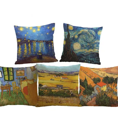 Van Gogh Oil Painting Style Cushion Cover Pillowcase For Home Sofa Car Chair Gif • £3.30