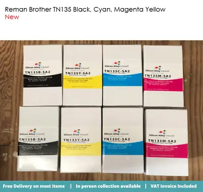 £39 • Buy Reman Fits TN135 Black Cyan Magenta Yellow Compatible For Brother TN-135 