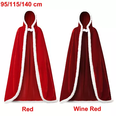 Women's Christmas Robe Coat Santa Claus Cloak Cape Mrs Hooded Xmas Costume • $15.29