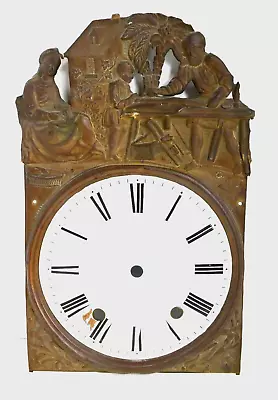 Morbier Comtoise Antique Tall French Enamel Clock Face Repousse Marked FACE ONLY • $99