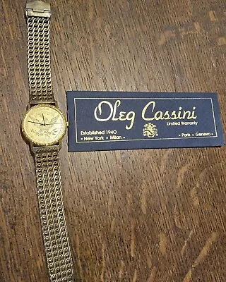 Oleg Cassini Vintage Gold $10 Coin Watch With Warranty Booklet  • $9.99