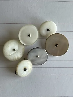 6  Buttons MOP Pierced Metal Shank Vintage Mother Pearl Mixed Lot Sizes To 1  • $9.99