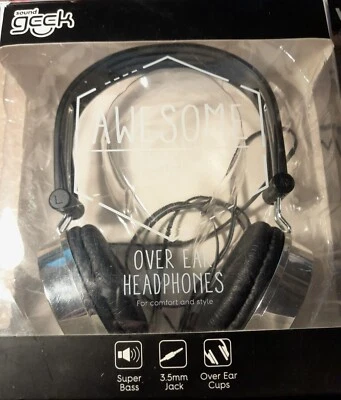 £10 • Buy Sound Geek AWESOME Over Ear Headphones 1.1 Meters - 3.5mm Jack - Super Bass