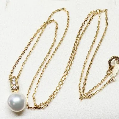 Mikimoto Akoya Pearl Diamond Necklace K18 Top 1.5cm Ladies Pendant Jewelry • $648.90