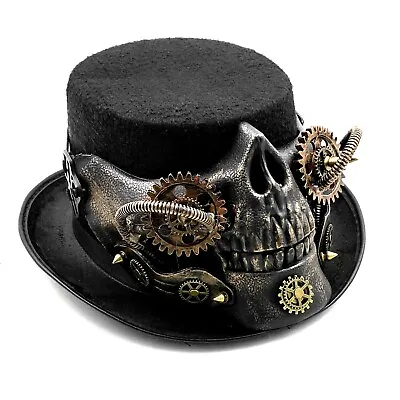 Men Steampunk Skeleton Top Hat Gothic Skull Gears Party Gears Punk Hat • $28