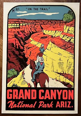 Original Vintage GRAND CANYON Arizona TRAVEL Water DECAL Horse Donkey Mule Trail • $11.99