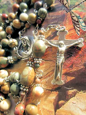 Men's Gemstone Rosary Picasso Jasper 925 SS Blest • $299