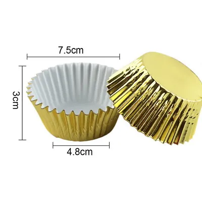 £4.08 • Buy 100pcs/Set Foil Cupcake Metallic Paper Coloured Cases Liners DIY Muffin Cake Cup