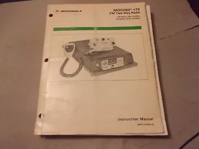 Motorola  Mocom•70  Fm Two Way Radio Service Shop Vintage Repair Manual.vhf • $14.99