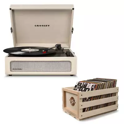 Crosley Voyager Dune - Bluetooth Portable Turntable & Record Storage Crate • $256.38