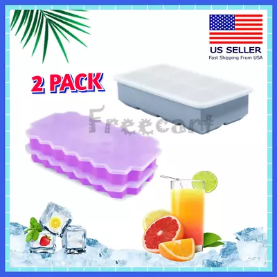 2 Pack 74 Case Silicone ICE Cube Tray Maker Mold Cocktails Whiskey Stones • $9.90