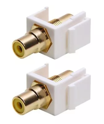 2x RCA Female Audio Video Snap-in Jack Insert Keystone Wall Plate Yellow Center • $9.39