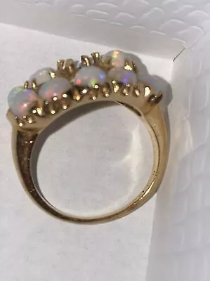 14K GOLD RING KSK OPALS RING 4g Stones Vintage Size 6 • $260