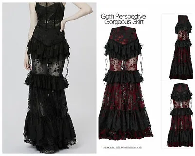 Punk Rave Goth Vintage Victorian Gown Skirt Gorgeous Lace Fishtail Mermaid Skirt • $113.89
