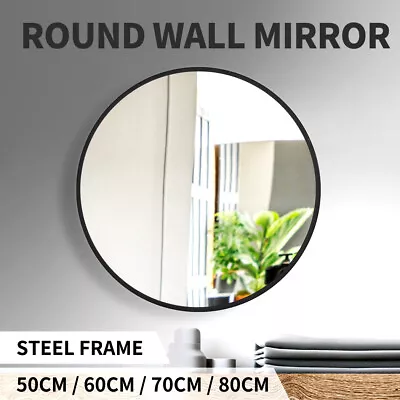 Wall Mirrors Round Makeup Mirror Vanity Decro Bathroom Black 50/60/70/80CM • $55.99