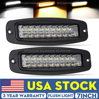 Pair 7inch Flush Mount LED Light Bar Flood Pods Lights Off-Road Tractor 4WD 12V • $15.99