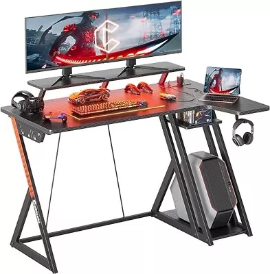CubiCubi L-Shaped Gaming Desk With  Power Outlets Small Corner Computer Desk • £49.95