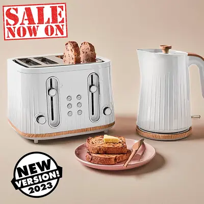 4 Slice Toaster And Kettle Set Cordless Stainless Steel Electric Kitchen Combo • $56.95