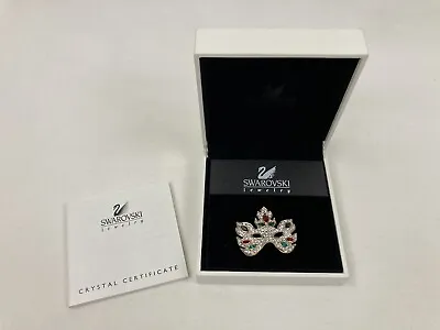 Swarovski Multicolored Crystal Brooch Pin Mardi Gras Mask 1 1/2  W/ Certificate • $45