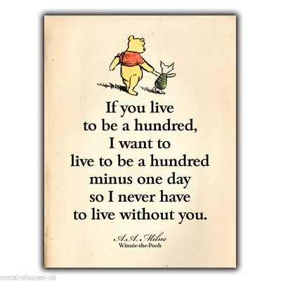 £4.99 • Buy METAL SIGN WALL PLAQUE Winnie The Pooh A. A. Milne Quote Print Childrens A5