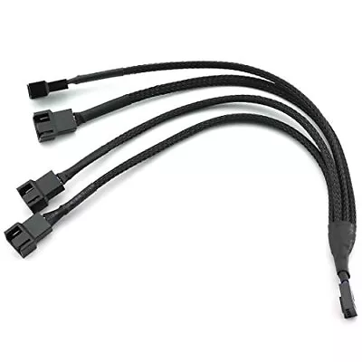 4Pin 1 To 4 Ways PWM Fan Splitter Cable Black Sleeved Fan Power Extension Cab... • $13.28