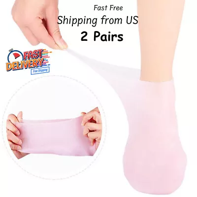 2 Pair Full Length Silicone Gel Moisturizing Socks Foot Care Protector Free Ship • $11.99