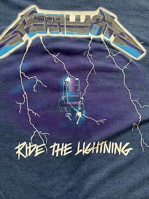 Metallica Ride The Lightning Vintage Blue T Shirt XL • $10