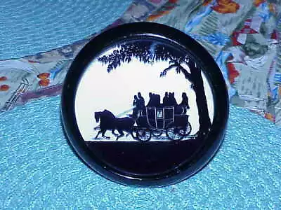 VINTAGE Round Framed Silhouette C&A Richards Boston #319  Edinborough Mail Coach • $12.95