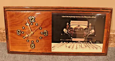 1980s Vintage SNAP-ON TOOL Jebco Mercedes Benz 23  X 11  WOOD WALL CLOCK • $49.97