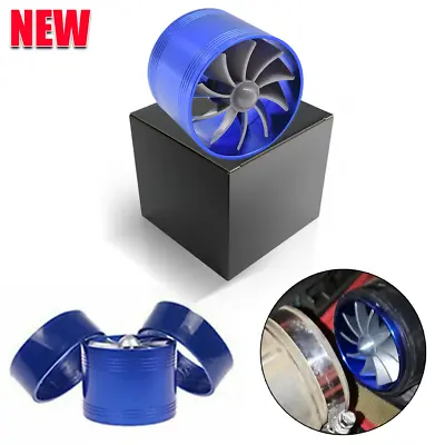 Blue Air Intake Turbonator Single Fan Turbine Turbo Supercharger Gas Fuel Saver • $13.99