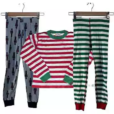 3 Pc Pajama Lot Hanna Andersson Christmas Striped & Drummer Kids Unisex 120 6/7  • $15.95