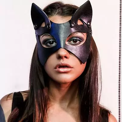 Women Cosplay Cat Ear Mask Fetish Halloween Party Cosplay Costume Eyemask Black • $15.73