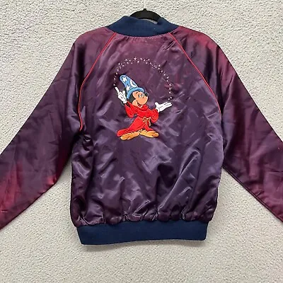 Vtg Disney Jacket Adult XL SatinMicke Mouse Fantasia Sorcerer Mickey USA Made • $49.99