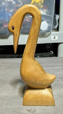 Vintage 8  Hand Carved Wood Swan Heron Duck Bird Sculpture Folk Art Carving • $17.95