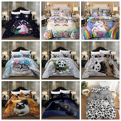 Animals Soft Duvet Quilt Cover Bedding Set Single Double King Size Pillowcases • £28.99