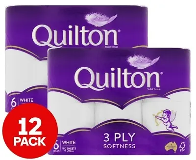 $13.49 • Buy 12x Quilton Toilet Paper Tissue Rolls 3-Ply 180 Sheets - Free Shipping