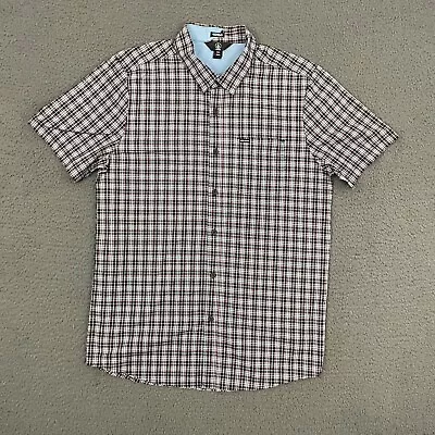 Volcom Shirt Mens Large Modern Fit Multicolor Plaid Button Short Sleeve Skater • $13.46