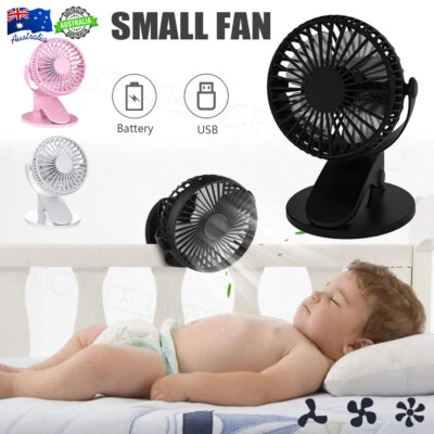 $6.95 • Buy 360° Portable Mini Fan Travel Rechargeable USB Clip On Desk Fan Pram Cot Car A+