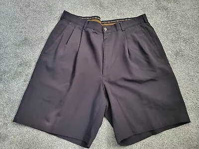 Men's Haggar Comfort Waist Black Pleated 4 Pocket Dress Shorts Size 34 • $14.39